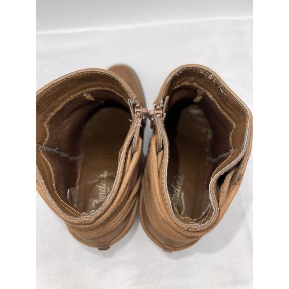 Candies Ankle Boots Heeled Brown Vegan Nubuck Booties Womens Size 9M Zipper - Picture 5 of 9